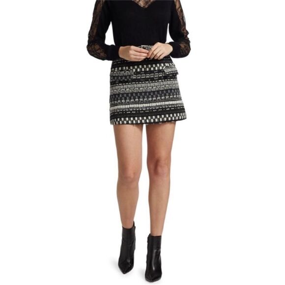 NWT Ramy Brook Chic Black and White Patterned Skirt, US4 - Picture 4 of 16